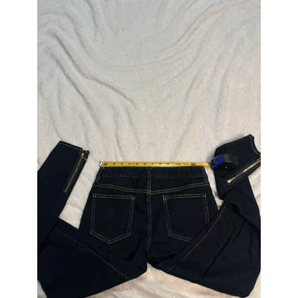 Tory Burch Women's Cropped Slim Dark Wash Low Rise Jeans Size 25 Denim Zip Hem